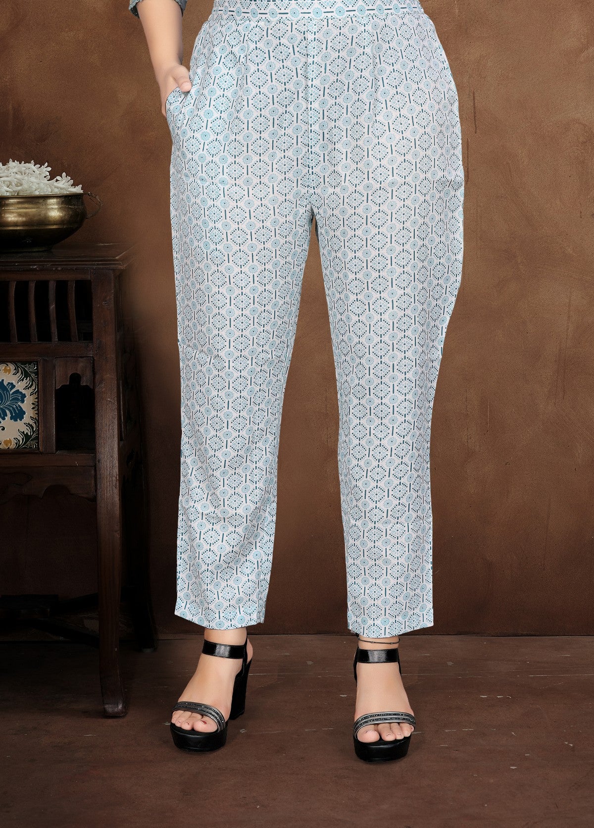 Sky Blue Silk Blend Kurta Set with Printed Motifs & Coordinated Dupatta