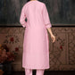 Baby Pink Cotton Blend Kurta Set with Tie-Up Neck & Solid Dupatta
