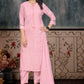 Baby Pink Cotton Blend Kurta Set with Tie-Up Neck & Solid Dupatta