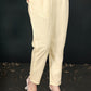 Cream Floral Printed Silk Blend Kurta Set with V-Neck & Solid Dupatta