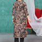 Elegant Black Floral Printed Cotton Kurta Set with Straight Pants