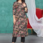 Elegant Black Floral Printed Cotton Kurta Set with Straight Pants