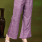 Plum Purple Self Design Pure Silk Cord Set with Shirt Collar and Embroidered Sleeve Detail