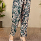Teal Abstract Print Co-Ord Set in Viscose Rayon with Mandarin Collar Shirt