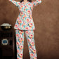 White Floral Cotton Co-Ord Set with Multicolor Bloom Print