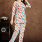 White Floral Cotton Co-Ord Set with Multicolor Bloom Print