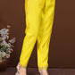 Sunshine Yellow Cotton Blend Kurta Set with Multicolour Floral Print and Embroidered Neck