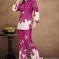 Rani Floral Printed Silk Blend Co-Ord Set with Off-White Accents