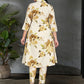 Off-White Floral Printed Shirt Collar Kurta Set in Silk Blend