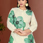 Lime Green Floral Printed Silk Blend Co-Ord Set with Round Neck Shirt