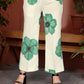 Lime Green Floral Printed Silk Blend Co-Ord Set with Round Neck Shirt