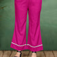 Pink Thread Work Rayon Co-Ord Set with V-Neck Top and Flared Trousers