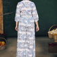 Grey Printed Viscose Rayon Co-Ord Set with Shirt Collar Top