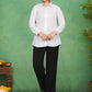 White Solid Shirt & Black Trouser Co-Ord Set in Pure Silk