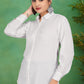 White Solid Shirt & Black Trouser Co-Ord Set in Pure Silk