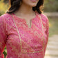 Pink Viscose Rayon Kurta Set with Self-Design Print & Sharara with Chiffon Dupatta