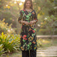 Black Viscose Rayon Kurta Set with Multicolor Floral Print & Straight Fit