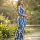 Indigo Blue Pure Cotton Co-Ord Set with Abstract Leaf Print
