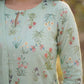 Mint Green Viscose Rayon Kurta Set with Floral Print & Keyhole Neck