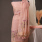 Botanical Floral Soft Pink Muga Cotton Unstitched Suit Set