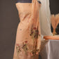Botanical Floral Peach Blossom Muga Cotton Unstitched Suit Set