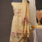 Botanical Floral Yellow Muga Cotton Unstitched Suit Set