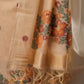 Floral Buti Beige Muga Cotton Unstitched Suit Set