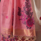 Floral Buti Pink Muga Cotton Unstitched Suit Set