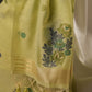 Floral Buti Pista Green Muga Cotton Unstitched Suit Set