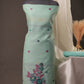 Floral Buti Sky Blue Muga Cotton Unstitched Suit Set
