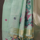 Floral Buti Sky Blue Muga Cotton Unstitched Suit Set
