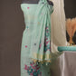 Floral Buti Sky Blue Muga Cotton Unstitched Suit Set