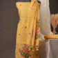 Floral Buti Sunshine Yellow Muga Cotton Unstitched Suit Set
