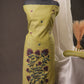Creeper Floral Pista Green Minakari Work Unstitched Soft Cotton Suit Set