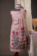 Creeper Floral Lavender Minakari Work Unstitched Soft Cotton Suit Set