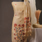 Creeper Floral Beige Minakari Work Unstitched Soft Cotton Suit Set