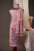 Creeper Floral Blush Pink Minakari Work Unstitched Soft Cotton Suit Set