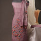 Poppy Floral Dusty Mauve Unstitched Suit with Watercolour Floral Digital Print & Tassel Dupatta