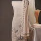 Outline Floral Off-White Unstitched Suit with Black Floral Print and Tassel Dupatta