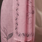 Outline Floral Pink Unstitched Suit with Black Floral Print and Tassel Dupatta