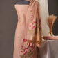 Blush Pink Muga Cotton Unstitched Suit with Pink Floral Weaving & Tassel Dupatta