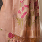 Blush Pink Muga Cotton Unstitched Suit with Pink Floral Weaving & Tassel Dupatta