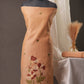 Peach Blossom Muga Cotton Unstitched Suit with Red Floral Weaving & Tassel Dupatta