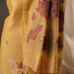 Lotus Floral Golden Yellow Muga Cotton Unstitched Suit with Lotus & Cow Weaving and Tassel Dupatta