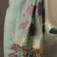 Lotus Floral Sky Blue Muga Cotton Unstitched Suit with Lotus & Cow Weaving and Tassel Dupatta