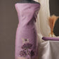 Lotus Floral Lavender Muga Cotton Unstitched Suit with Lotus & Cow Weaving and Tassel Dupatta