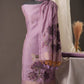 Lotus Floral Lavender Muga Cotton Unstitched Suit with Lotus & Cow Weaving and Tassel Dupatta