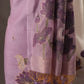 Lotus Floral Lavender Muga Cotton Unstitched Suit with Lotus & Cow Weaving and Tassel Dupatta