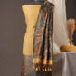 Golden Mustard Muga Cotton Unstitched Suit with Peacock & Floral Digital Print Dupatta