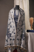 Floral Embroidery Midnight Blue Soft Cotton Unstitched Suit with Coordinated Dupatta